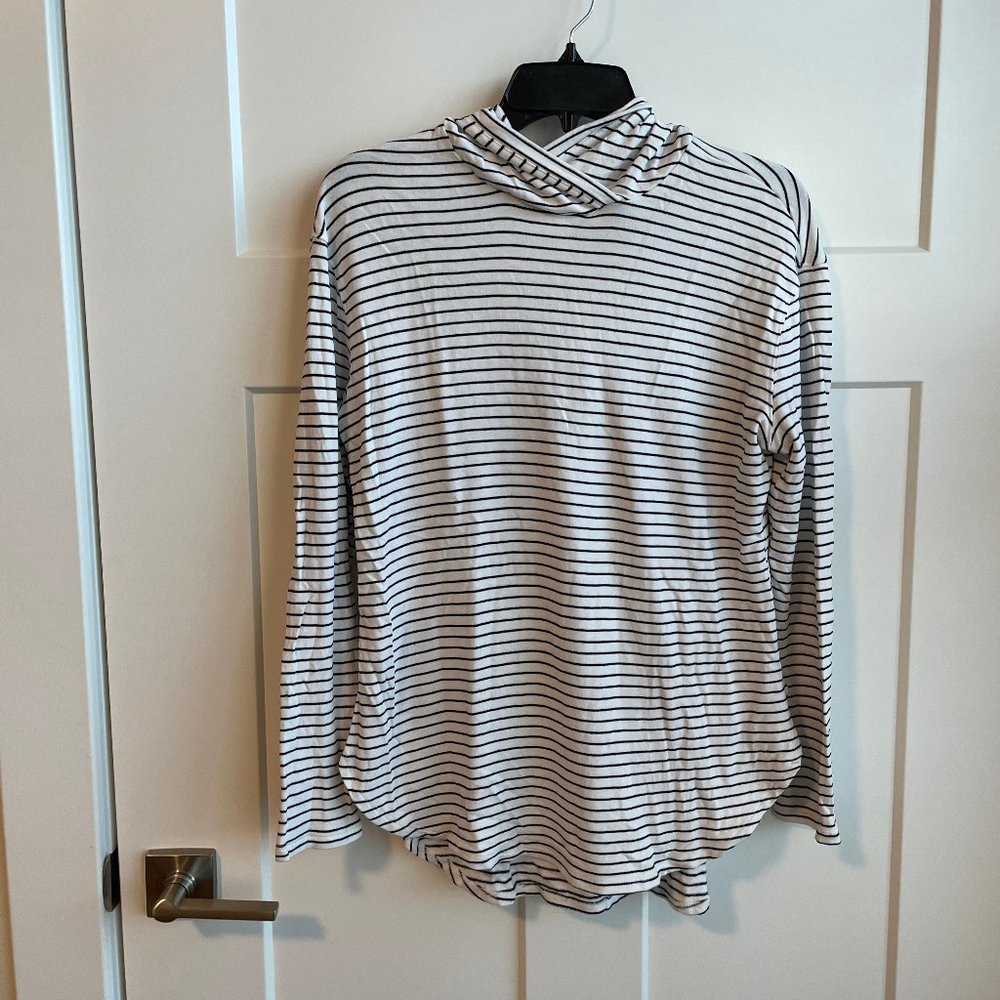 Daily Ritual - Black and white striped long sleeve hoodie - Women's Medium